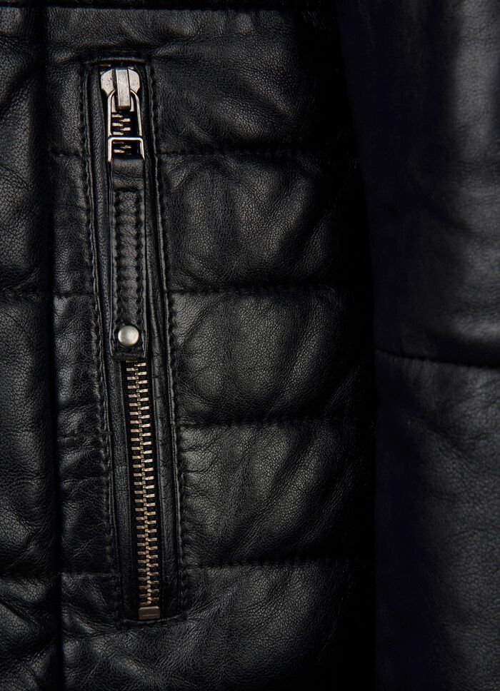 Lederkurzmantel mit Innentasche 