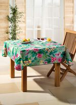 Wachstischtuch mit farblich abgestimmtem Schr&auml;gband BUNT