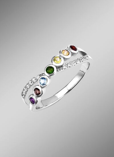 Strahlende Eleganz: Damenring mit echten Edelsteinen 