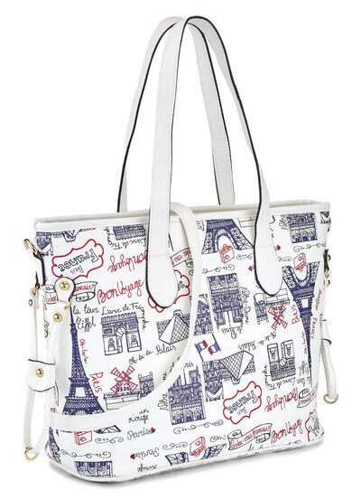 Tasche mit verspieltem Reise-Druckmotiv 