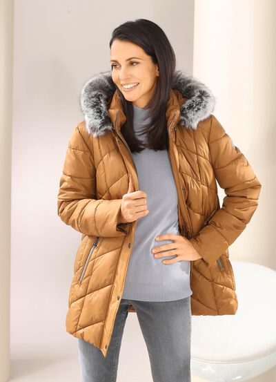 Jacke mit abnehmbarem Kunstpelz-Besatz 