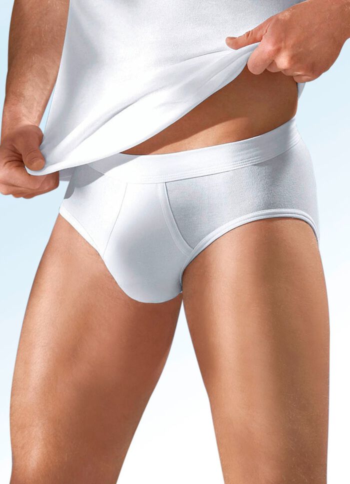 Schiesser Dreierpack Slips aus Feinripp mit Eingriff, wei&szlig; 