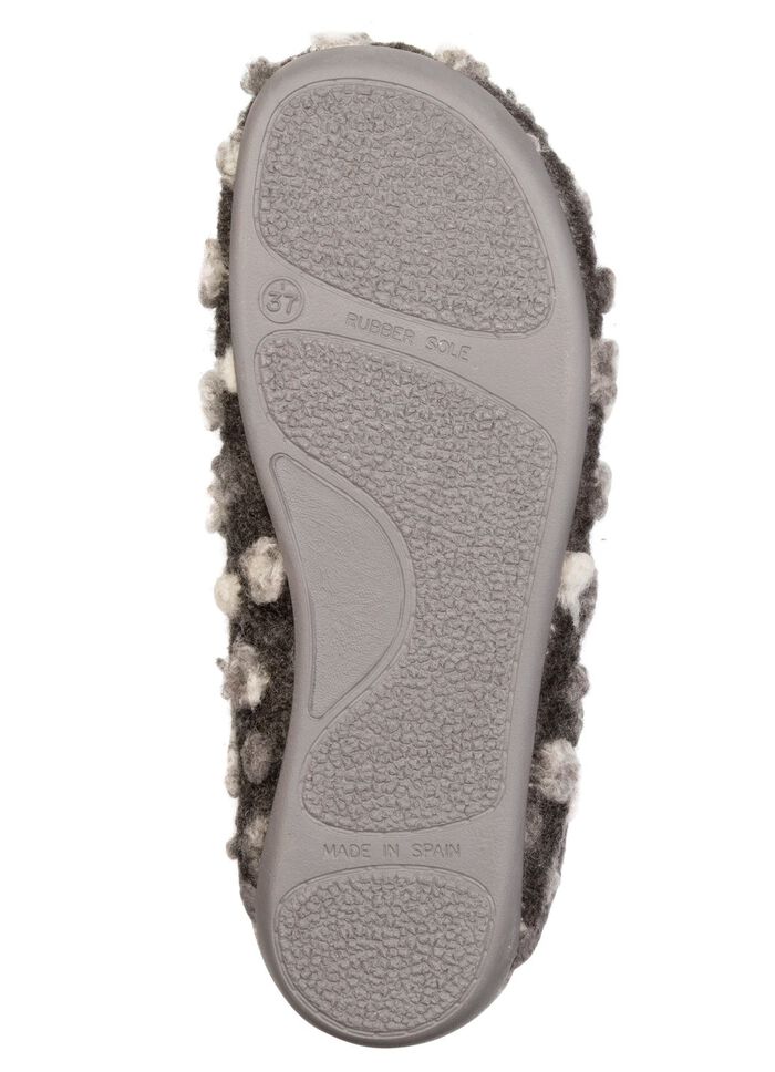 Laurina, klassische Damen-Hausschuhe, mit herausnehmbarem Fu&szlig;bett GRAU-WEISS