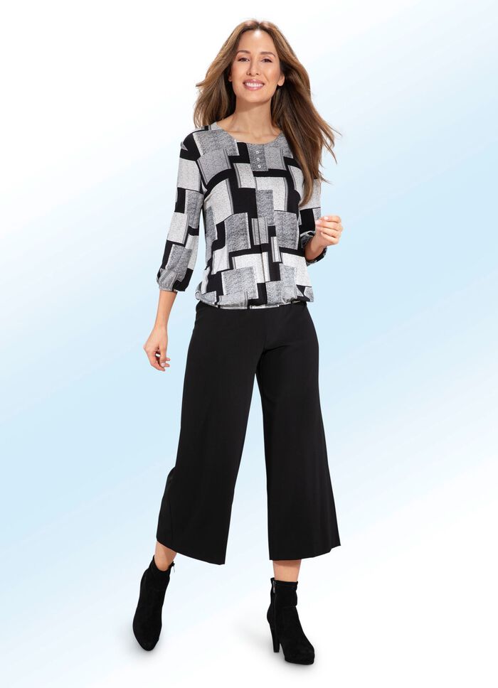 Shirt-Tunika mit Schmuckkn&ouml;pfen SCHWARZ-ECRU