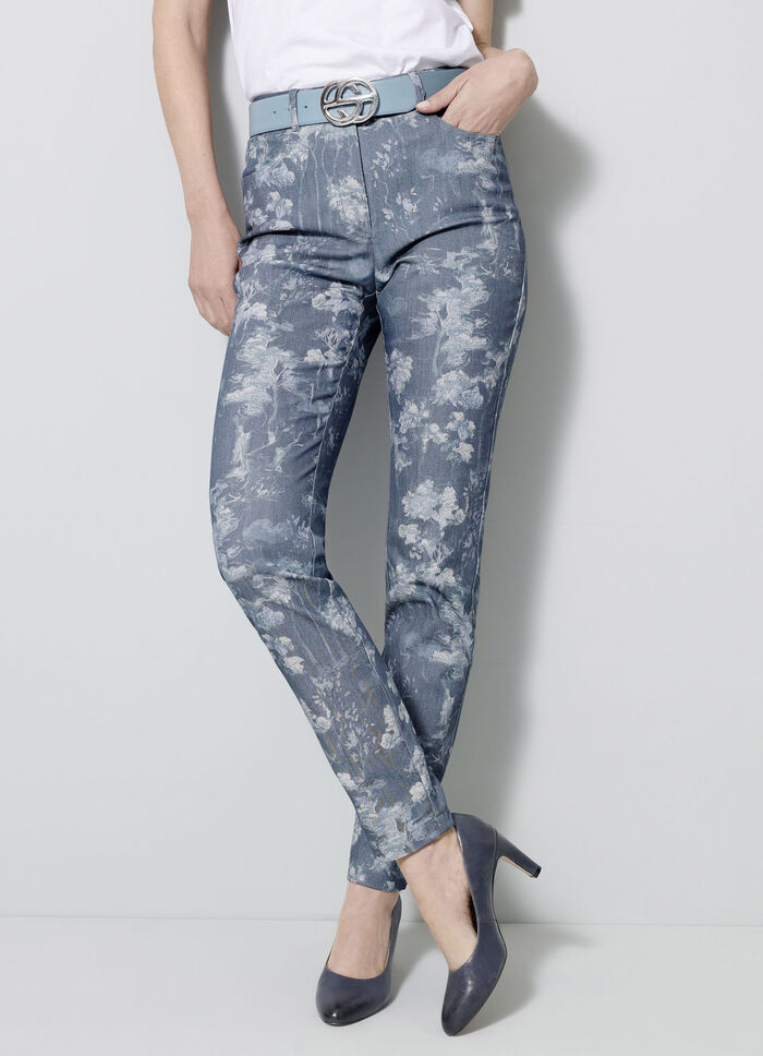 Hose mit floraler Dessinierung 