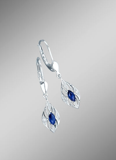 Ohrringe mit Brillanten und echten blauen Safiren 