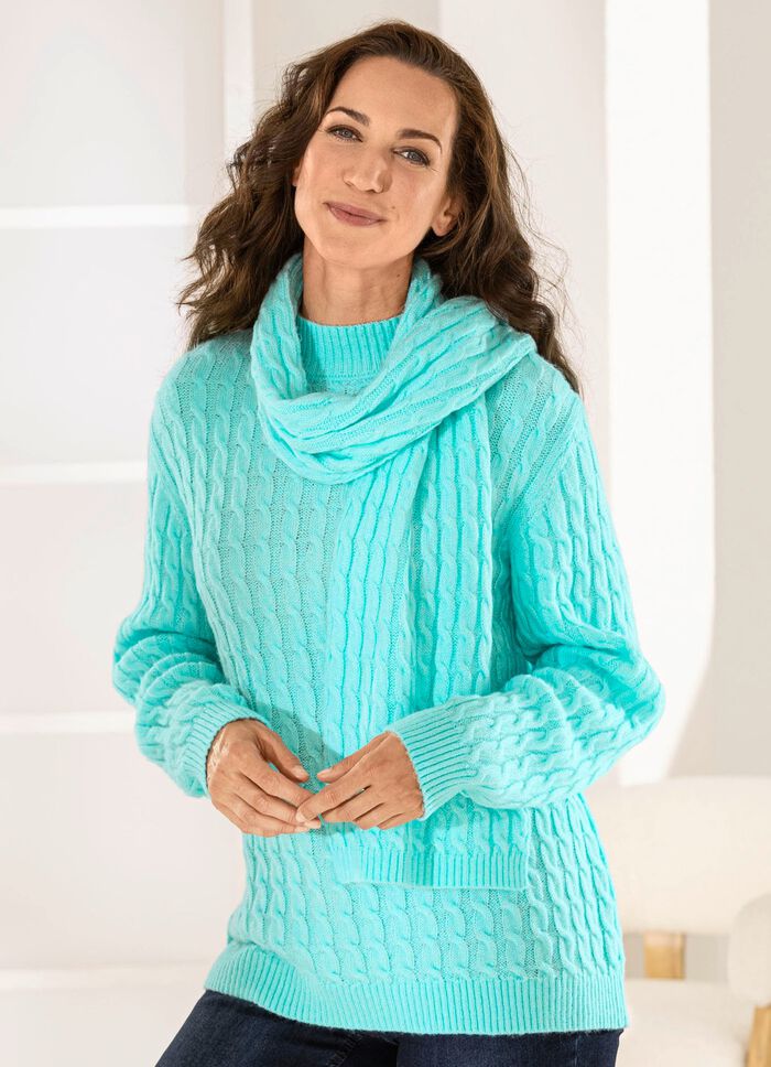 Pullover mit Schal in weicher Qualit&auml;t 