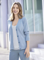 Strickjacke mit Schurwolle und Kaschmir BLEU MELIERT