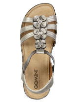 Gemini, modische Damen-Sandalen, Weite G, mit Blüten-Applikationen BRONZE