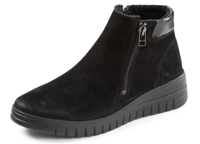 ELENA EDEN, gef&uuml;tterte Damen-Stiefeletten, Winterschuhe, Weite H, mit herausnehmbarem Fu&szlig;bett SCHWARZ