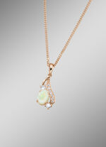 Anh&auml;nger mit Singapurkette, echt Opal und synth. Zirkonia 