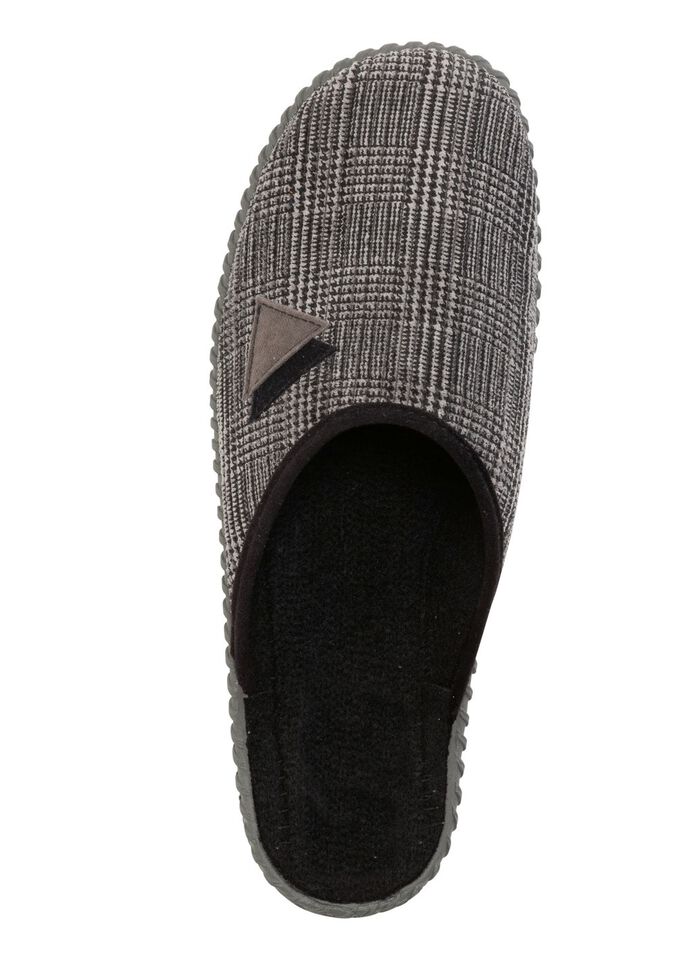 Textil-Pantoffel mit anatomisch geformtem Fu&szlig;bett GRAU-SCHWARZ