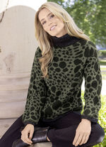 Pullover mit Glitzerakzenten OLIV-SCHWARZ-SILBERFARBEN