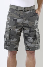 Bermudas mit Gürtel und Cargotaschen in 2 Farben ANTHRAZIT-GRAU