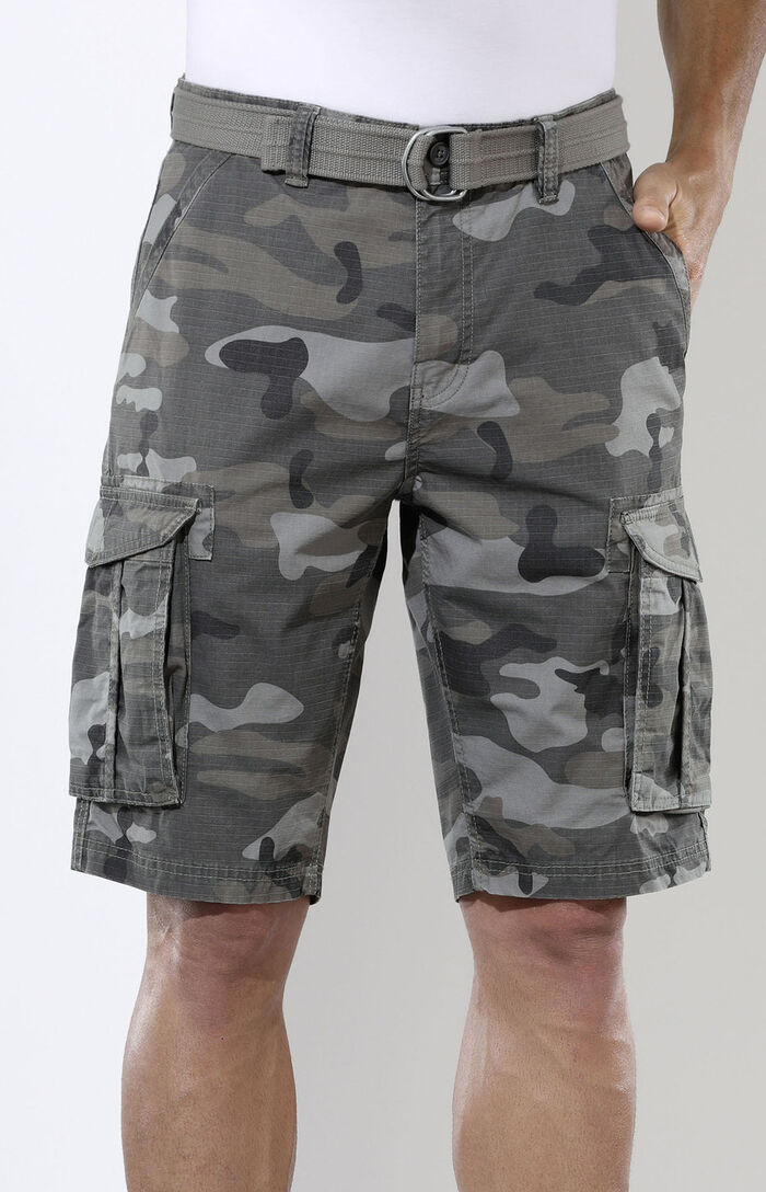 Bermudas mit Gürtel und Cargotaschen in 2 Farben ANTHRAZIT-GRAU