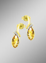 Ohrstecker mit echt Citrin und 2 Diamanten 