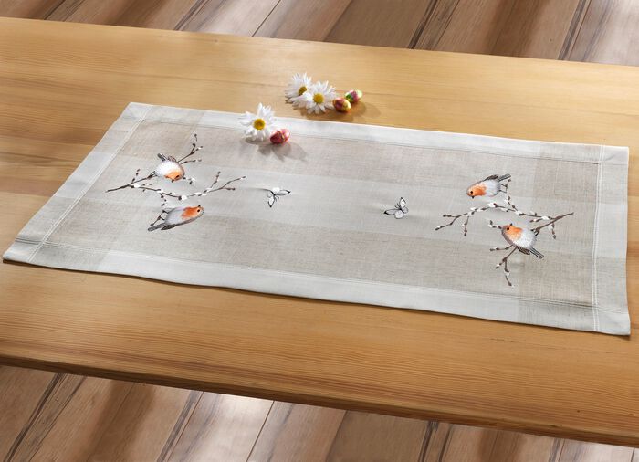 Tisch- und Raumdekoration mit Rotkehlchen-Motiv SEKT-BUNT