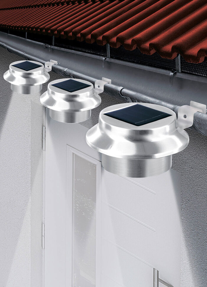 Dachrinnen-Leuchte, 3er-Set SILBER