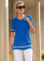 Shirt mit aufwendig gearbeiteter Strasszier in 2 Farben ROYALBLAU