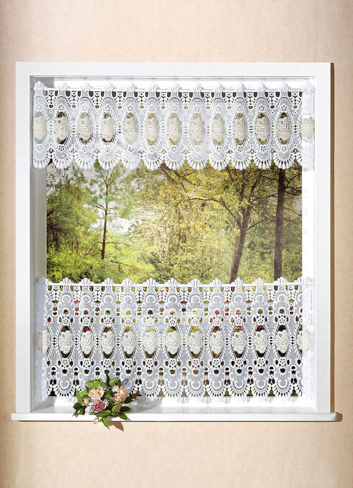 Bezaubernde Kurzgardine mit Stangendurchzug CREME UNI