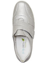 Waldläufer Slipper mit praktischem Klettverschluss MATTSILBER