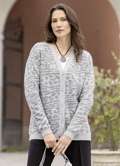 Strickjacke mit Tierfellmuster 