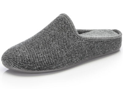 Pantoffel aus dezent gemustertem Textilmaterial 
