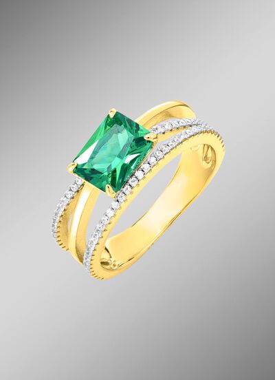 Vergoldeter Damenring mit Zirkonia 