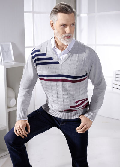 Klassischer Pullover mit V-Ausschnitt in 3 Farben 