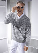 V-Pullover mit Strukturmuster in 3 Farben GRAU MELIERT