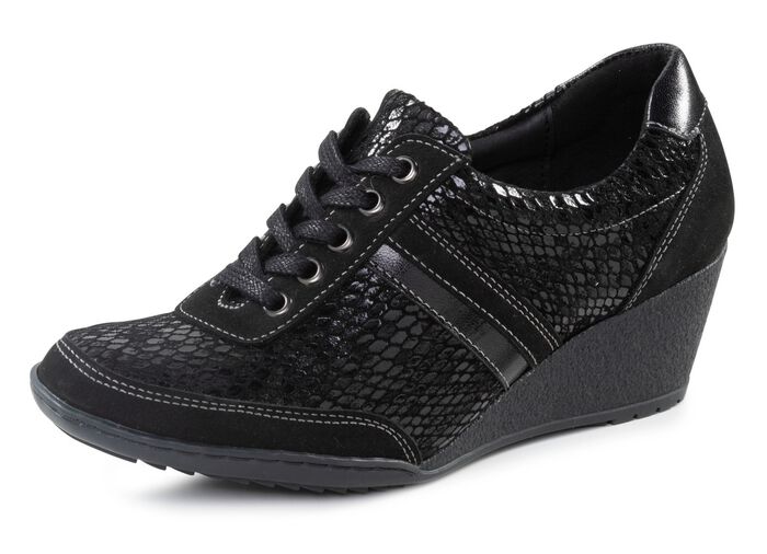 ELENA EDEN Schn&uuml;rschuh mit Nappaleder-Bes&auml;tzen SCHWARZ