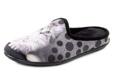 Laurina, klassische Damen-Hausschuhe, mit Katzen-Motiv 