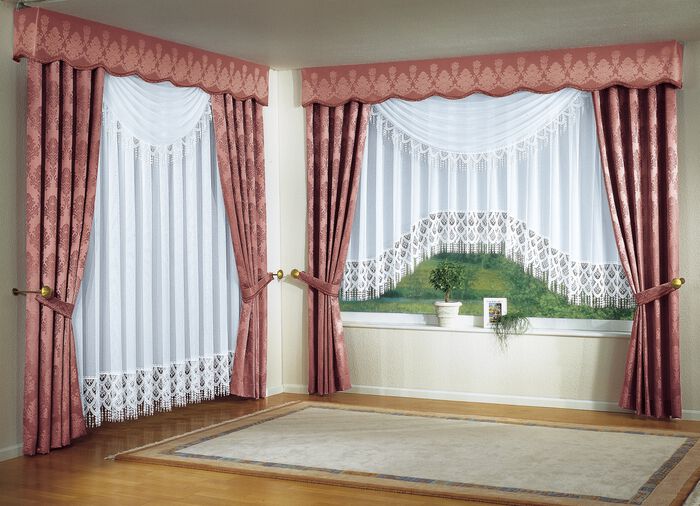 Jacquard-Übergardine mit Universalschienenband ROSÉ