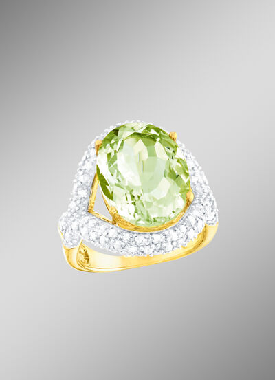 Strahlend schöner Damenring mit echt Amethyst und echt Weißtopas  Strahlend schöner Damenring mit echt Amethyst und echt Weißtopas