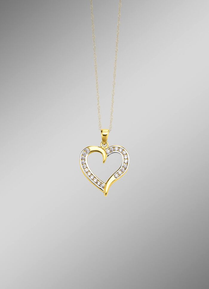 Romantischer Herz-Anh&auml;nger mit synth. Zirkonia 