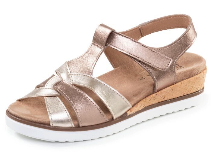 ELENA EDEN, bequeme Damen-Sandalen, Weite H, mit herausnehmbarem Fu&szlig;bett BRONZE-GOLD