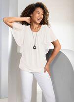 Poncho-Tunika mit Fledermausärmeln ECRU