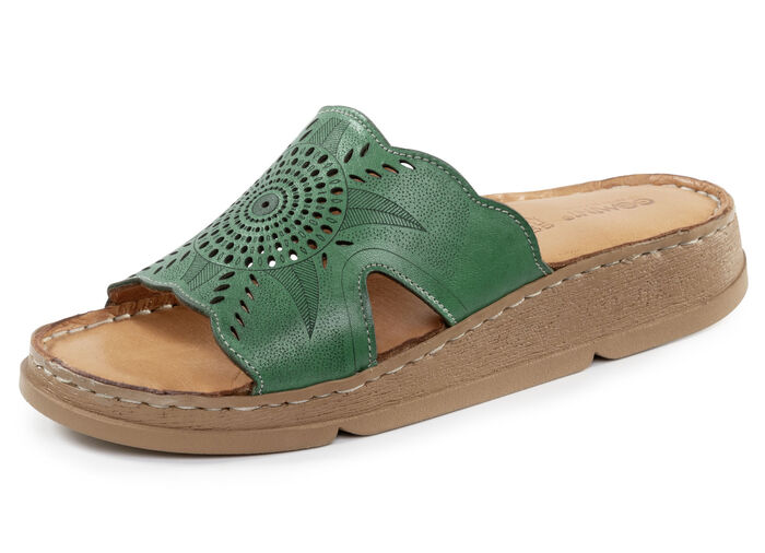 Gemini Pantolette aus Nappaleder mit Perforation GRÜN