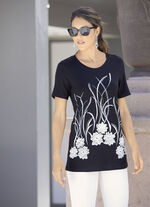 Longshirt mit Kontrast-Druck in 2 Farben SCHWARZ