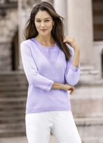 Pullover in Doppel-Optik FLIEDER-WEISS