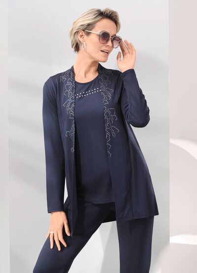 2-teiliges Set bestehend aus Shirtjacke und Shirt 