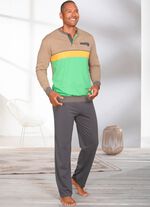 Schlafanzug mit Knopfleiste und offenen Beinabschl&uuml;sen 