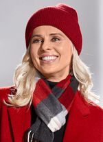 Trendige Damen-Mütze, mit breitem Umschlag BORDEAUX