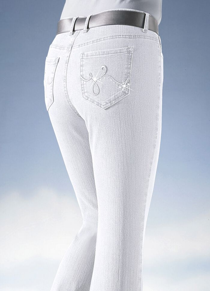 Jeans mit Strasssteinchen WEISS