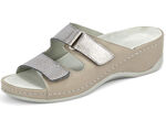 Mubb Pantolette mit Leder-Memory-Fußbett TAUPE-ANTIKBRONZE