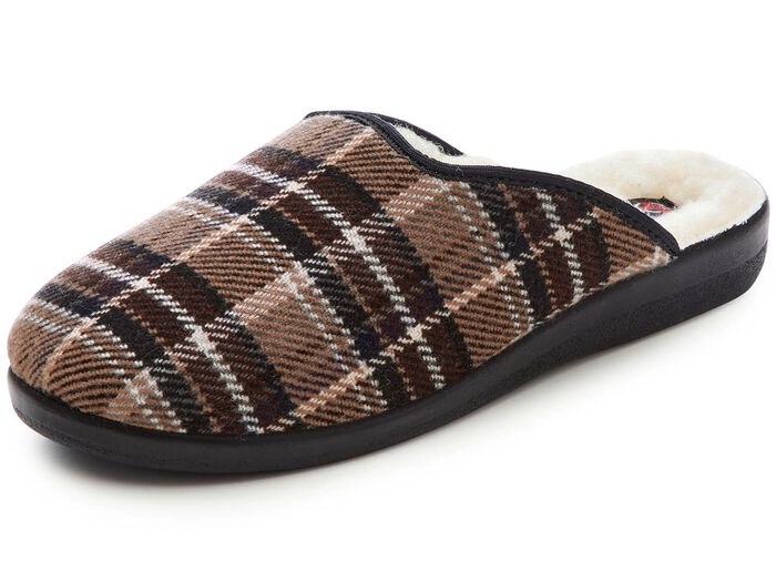 Zweierpack, gef&uuml;tterte Herren-Hausschuhe, mit Wolle 1XBRAUN,1XBLAU