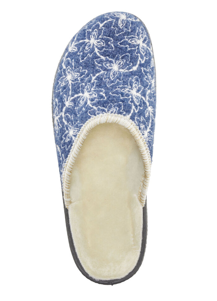 Textil-Pantoffel mit schöner Stickerei BLAU