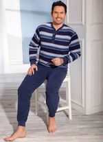 Schlafanzug aus Frottierstretch, mit Knopfleiste und B&uuml;ndchenabschl&uuml;ssen 