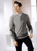 Polopullover mit kurzer Knopfleiste in 4 Farben GRAU MELIERT