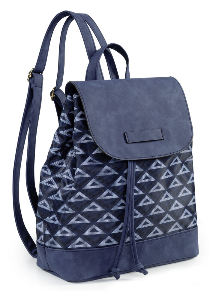 Rucksack mit effektvoll dessiniertem Textil DUNKELBLAU